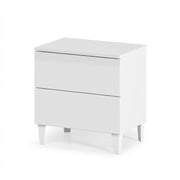 Comodino Moderno Con 2 Cassetti Mobile Da Camera Da Letto Con Piedini Struttura Compatta In Melaminico Antigraffio Montaggio Facile 50 X 34 X 39 Cm Bianco Lucido