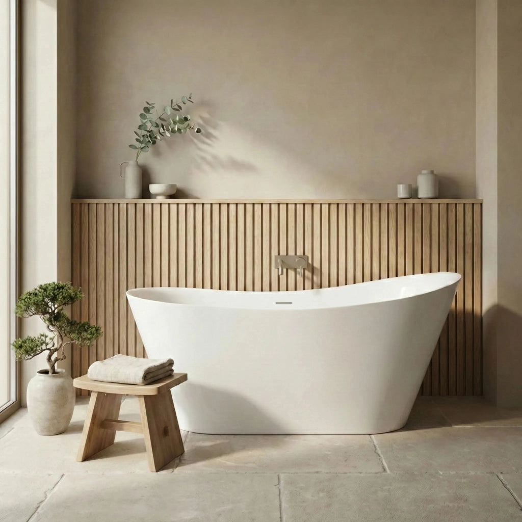Vasca Da Bagno Freestanding In Acrilico Lusso Slim 170 Copritappo nero