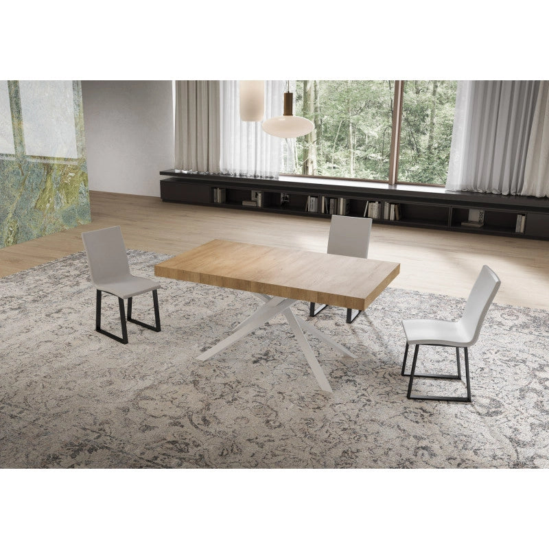 Tavolo allungabile 160/244x80 cm Niket telaio Bianche - Noce