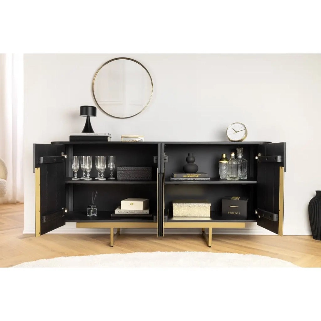 Buffet 160 cm 4 porte nero e dorato – Collezione ORION