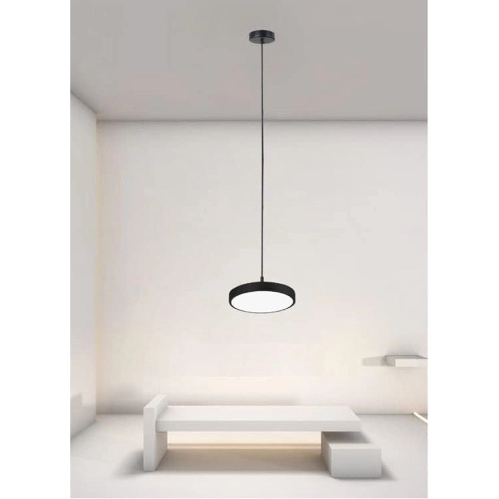 Trade Shop - Lampadario A Sospensione Led 40w Nero Cerchio Tondo Moderno Minimal Luce 6500k 32903 -