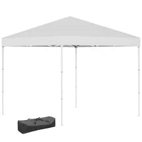 Gazebo Pieghevole 2.5 x 2.5 m Impermeabile con Corde e Picchetti, in Acciaio e Tessuto Oxford, Bianco