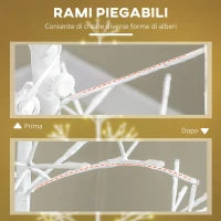 Albero di Natale Artificiale con 384 Luci LED Bianche e Rami Pieghevoli, in PP e Acciaio, Ø20x180 cm, Bianco