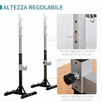 Set 2 Rack Porta Bilanciere in Acciaio, 2 Ganci con Altezza Regolabile, Capacità 150kg, 55x57x105-170cm, Nero