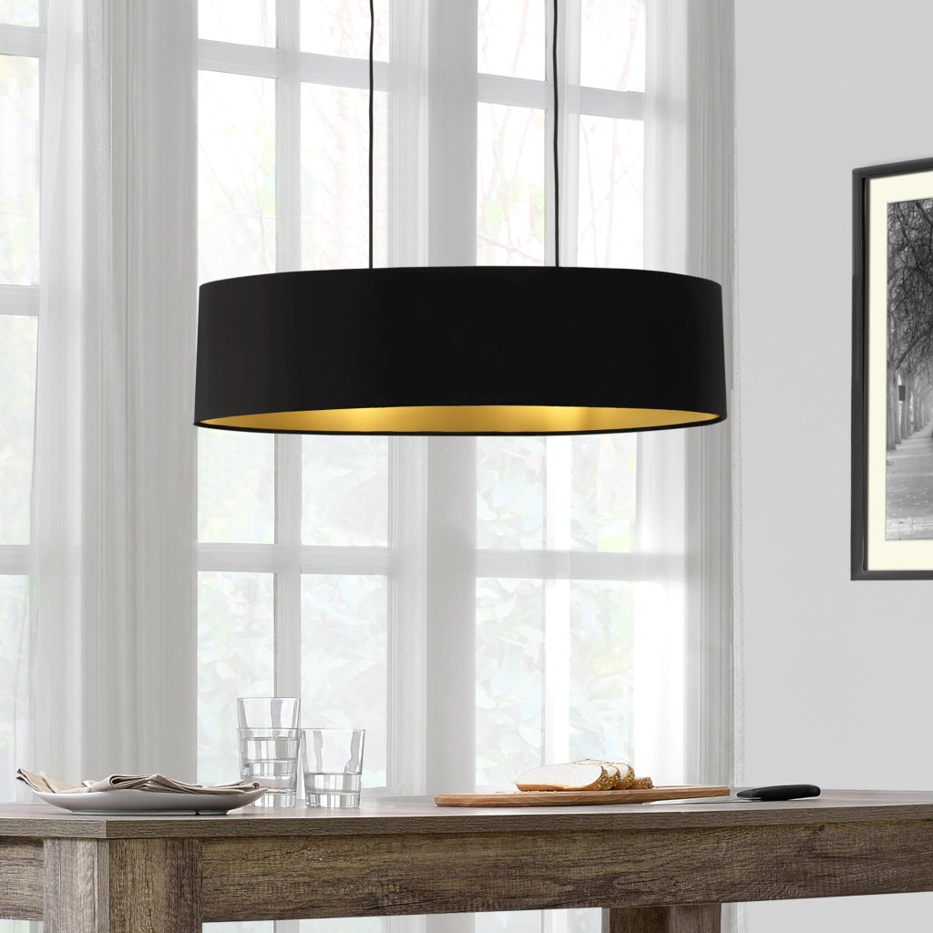 Lampada a Sospensione Westerbork con Paralume Ovale in Tessuto - Nero lux.pro
