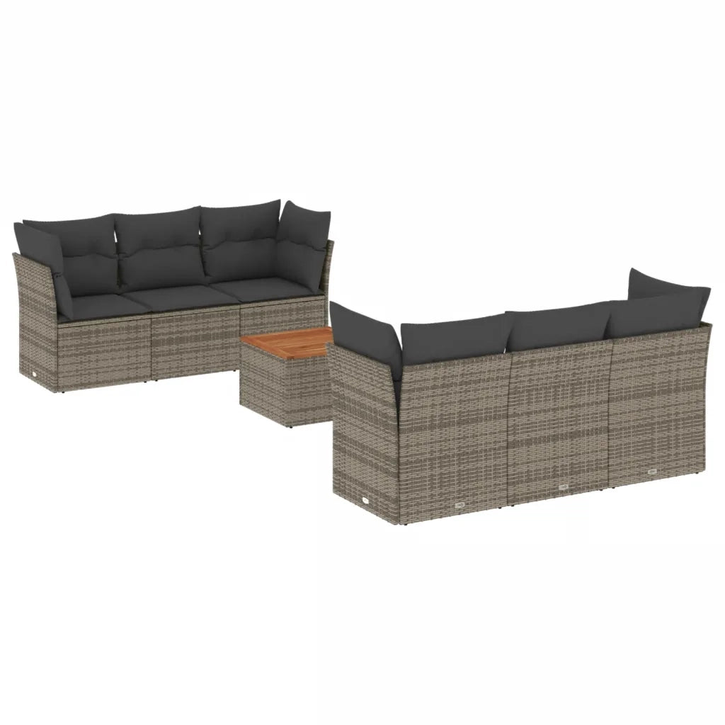 Set Divani da Giardino 7 pz con Cuscini Grigio in Polyrattan 3223491