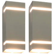Lampade da Parete da Esterno 2 pz 35 W Argento Rettangolari cod mxl 54994