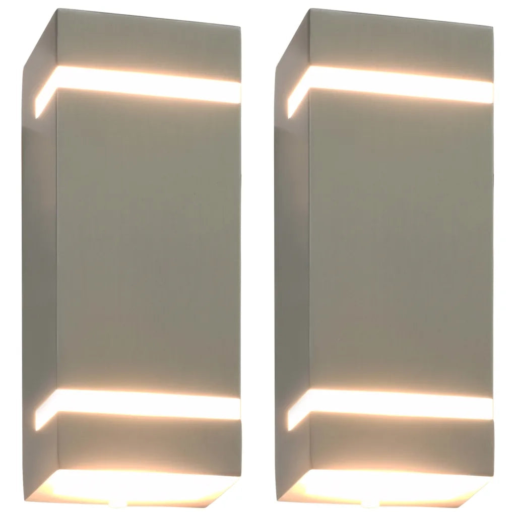 Lampade da Parete da Esterno 2 pz 35 W Argento Rettangolari cod mxl 54994