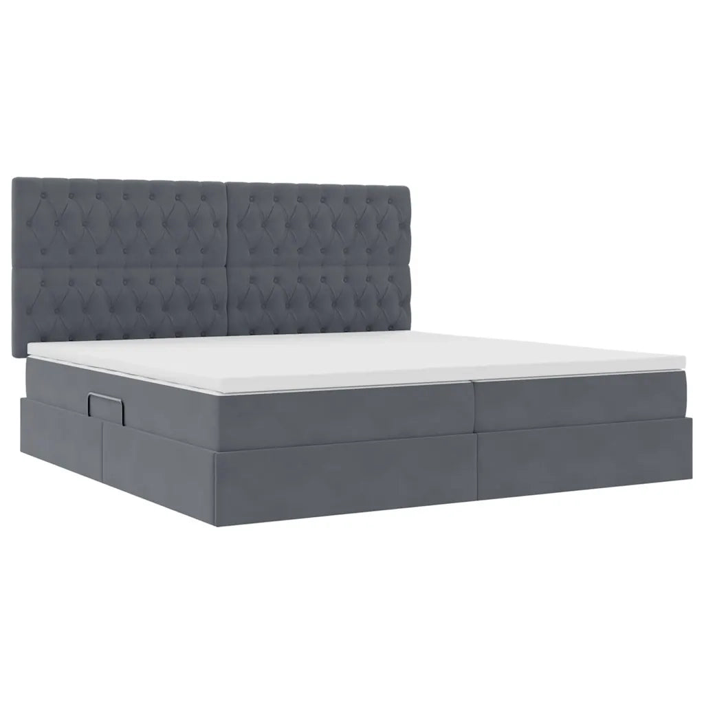 Letto con contenitore e LED Grigio scuro 200 x 200 cm Velluto 3372748