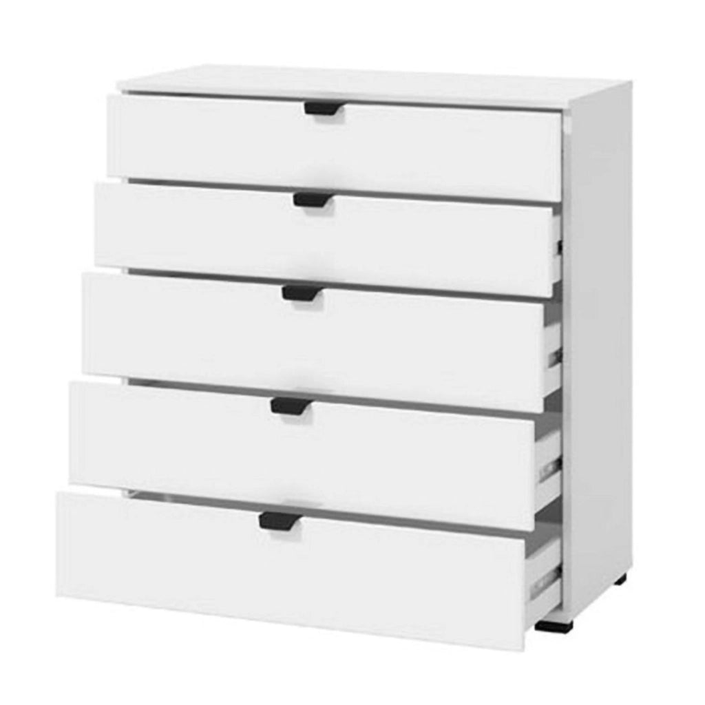 Mainarda, Cassettiera 5 Cassetti, 90x40x95h cm Bianco