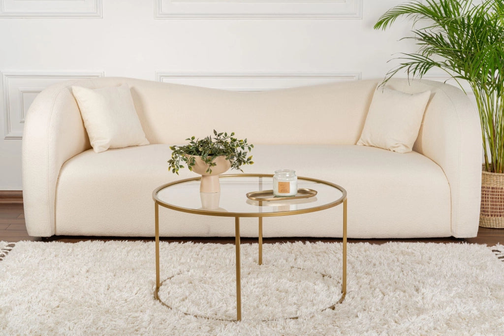 Moena, Tavolino da Salotto Forma Rotondo, 80x80x43h cm oro