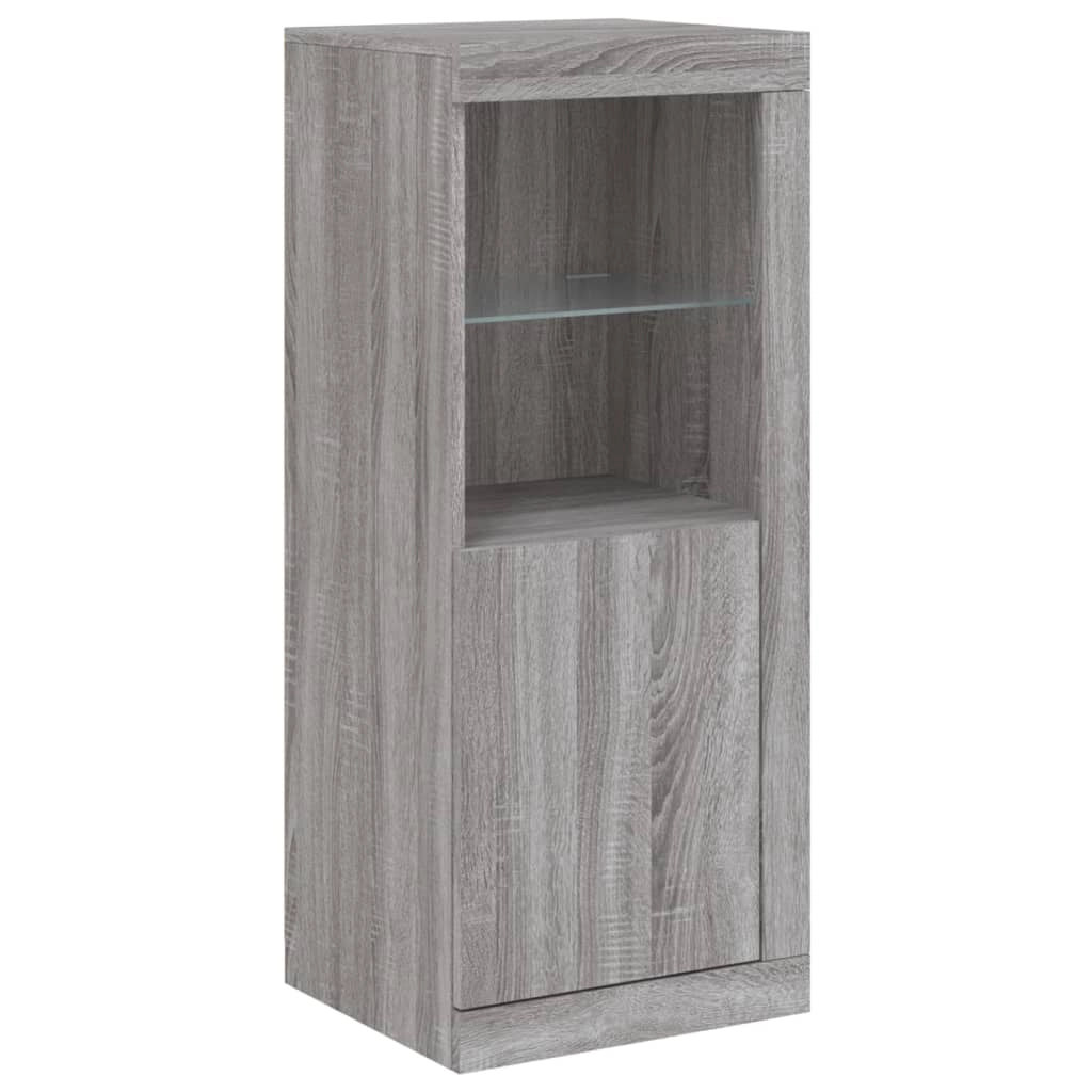 Buffet credenza cassettiera armadio mobile contenitore organizer per cucina soggiorno salotto con luci a LED 3 pezzi in legno ingegnerizzato Sonoma grigio 02_0037234