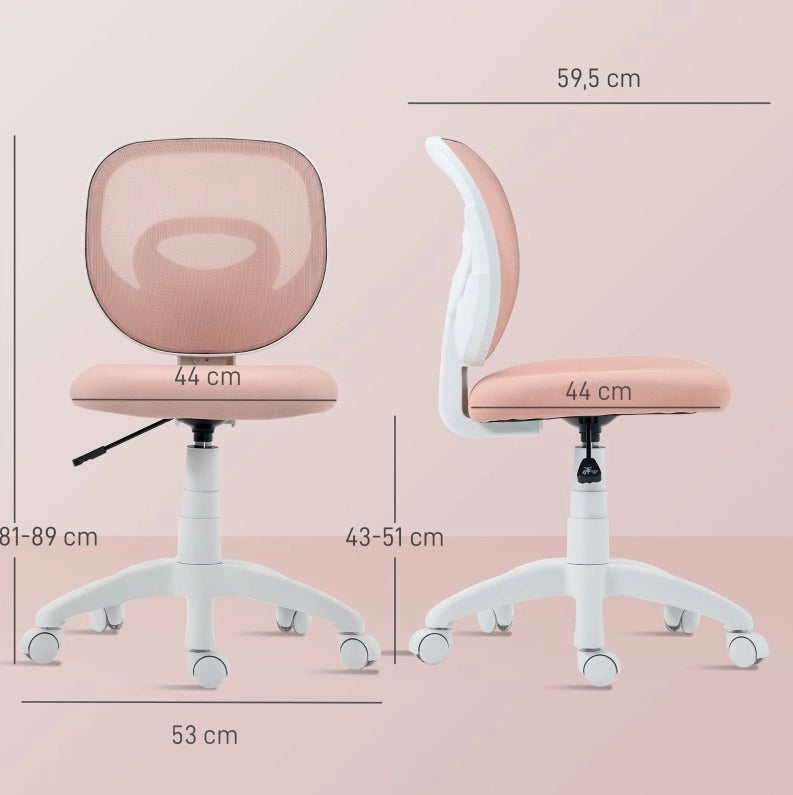 Sedia da ufficio rosa ergonomica con schienale C regolabile