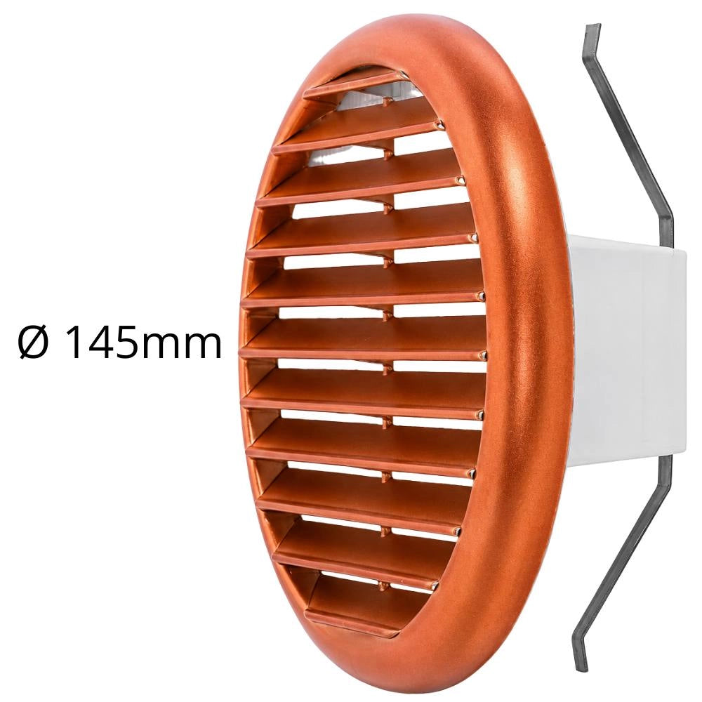 Griglia aerazione circolare ramata 145 mm per fori da 80 a 125 mm