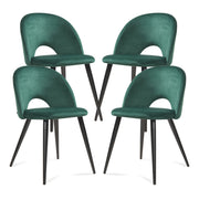 Set Karijoki di 4 Sedie Imbottite da Sala Pranzo Effetto Velluto - Verde Scuro / Nero [en.casa]