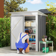 CASETTA da giardino 161x95x181 cm in acciaio grigio con porta chiudibile