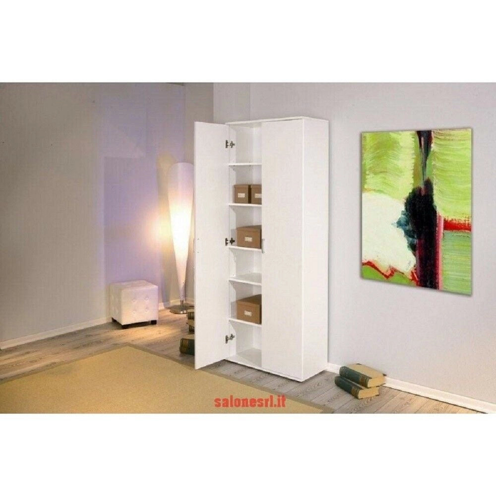 ARMADIO ARCONATI 2 ANTE + 5 RIPIANI 70x34x189H LAMINATO BIANCO INTER LINK