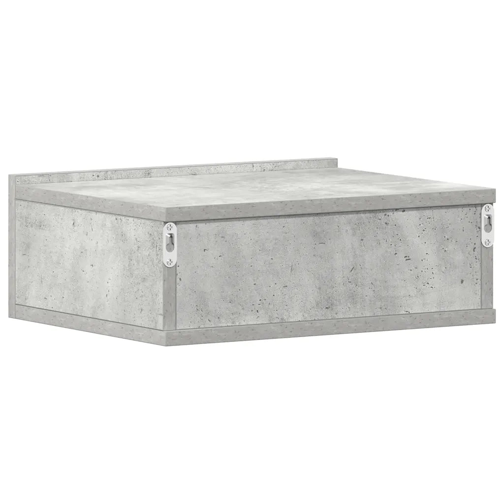 Set di 2 Comodini | Armadio da Notte | Mobiletto da notte Pensili Grigio Cemento 40x30x15 Legno Multistrato