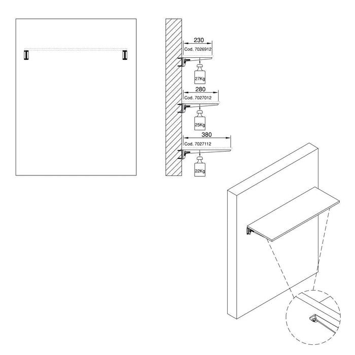 Kit per Fissaggio Mensole 230 mm in Acciaio Emuca Bianco