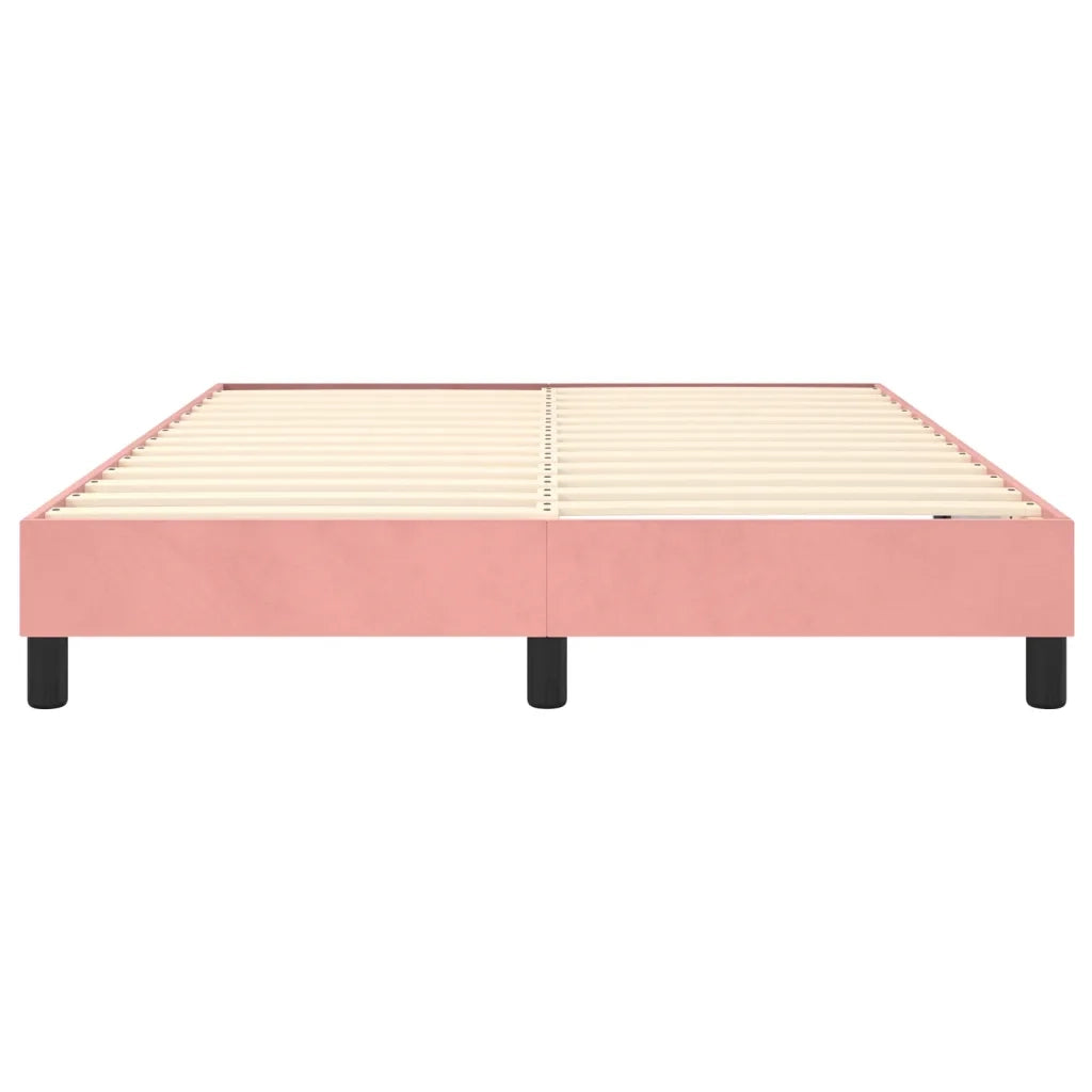 Struttura Letto a Rete a Molle-Giroletto Rosa 140x200 cm in Velluto 424856