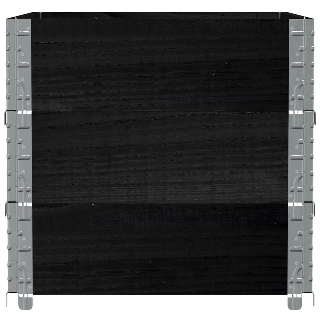 Vassoio per fioriera aiuola rialzata piante fiori terrazza giardino 80 x 60 cm legno massello di pino nero 02_0037886