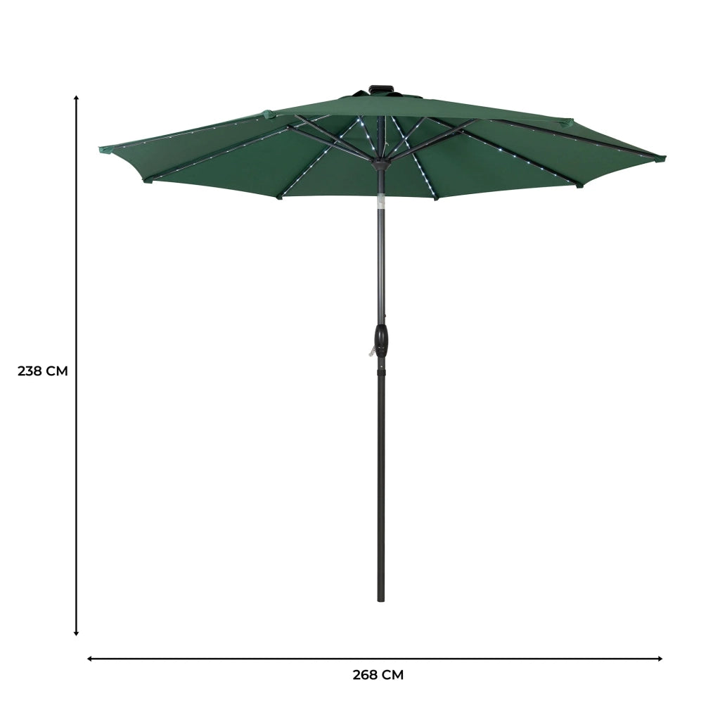 Ombrellone LED Inclinabile 2,7m Verde da Giardino con Luci Solari