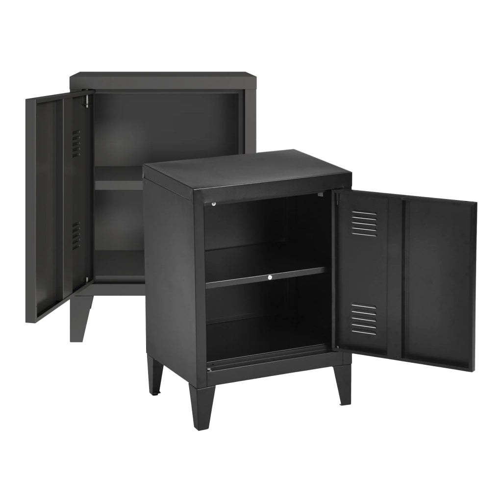 Set di 2 comodini in acciaio 57 x 40 x 30 cm nero 03_0009724
