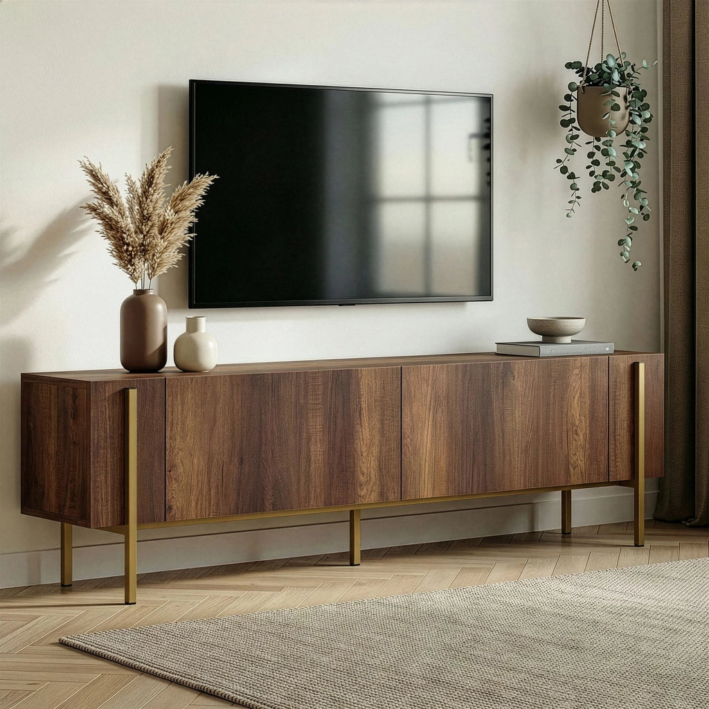 Noga, Mobile Porta tv 2 Ante, 180x30x45h cm Marrone Noce