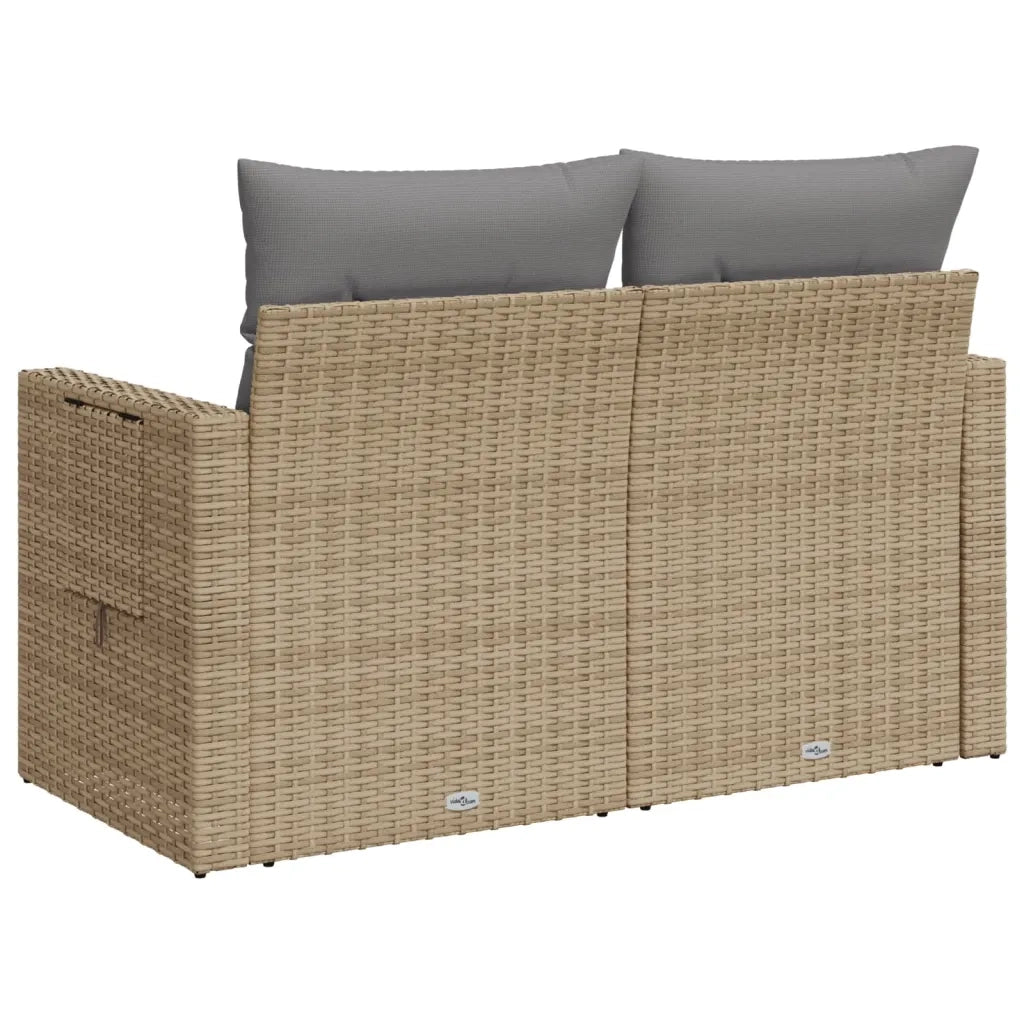 Divano da Giardino con Cuscini a 2 Posti-Sofa da Giardino-Divano da esterno Beige in Polyrattan 691579