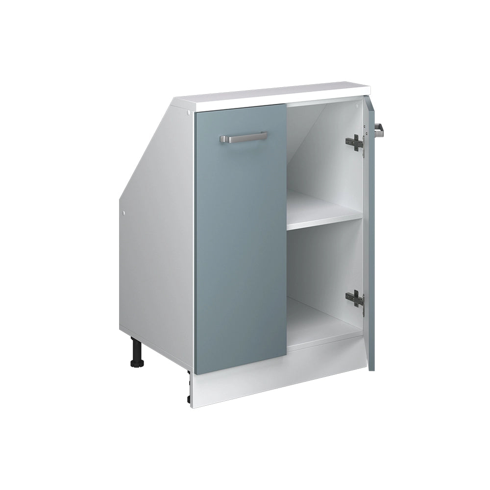Mobile cucina sottotetto R-Line Grigio-blu/Bianco 60 cm con 2 porte Vicco