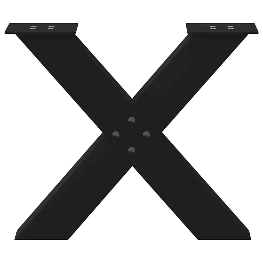 Set di 2 gambe per tavolino a forma di X 50 x 42-43 cm supporto moderno e robusto in acciaio nero 02_0057228