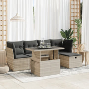 Set Divano da Giardino 6pz con Cuscini Grigio Chiaro Polyrattan 3327772