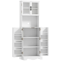 Mobile Dispensa Cucina 60x39,5x179,6 cm con 2 Armadietti e 8 Ripiani in Legno e Acrilico Bianco
