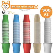 Akitaink 300 Bicchierini Caffe Carta 75ml Compostabili