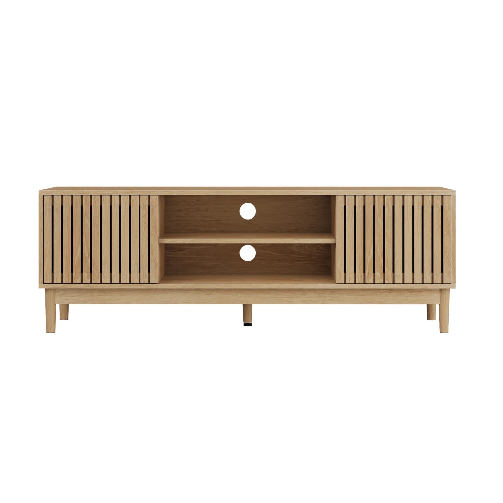 Mobile TV con Vano Contenitore Mid-Century ¨C MINIMAL ¨C Rovere, 140 cm, per TV 55/65 Pollici