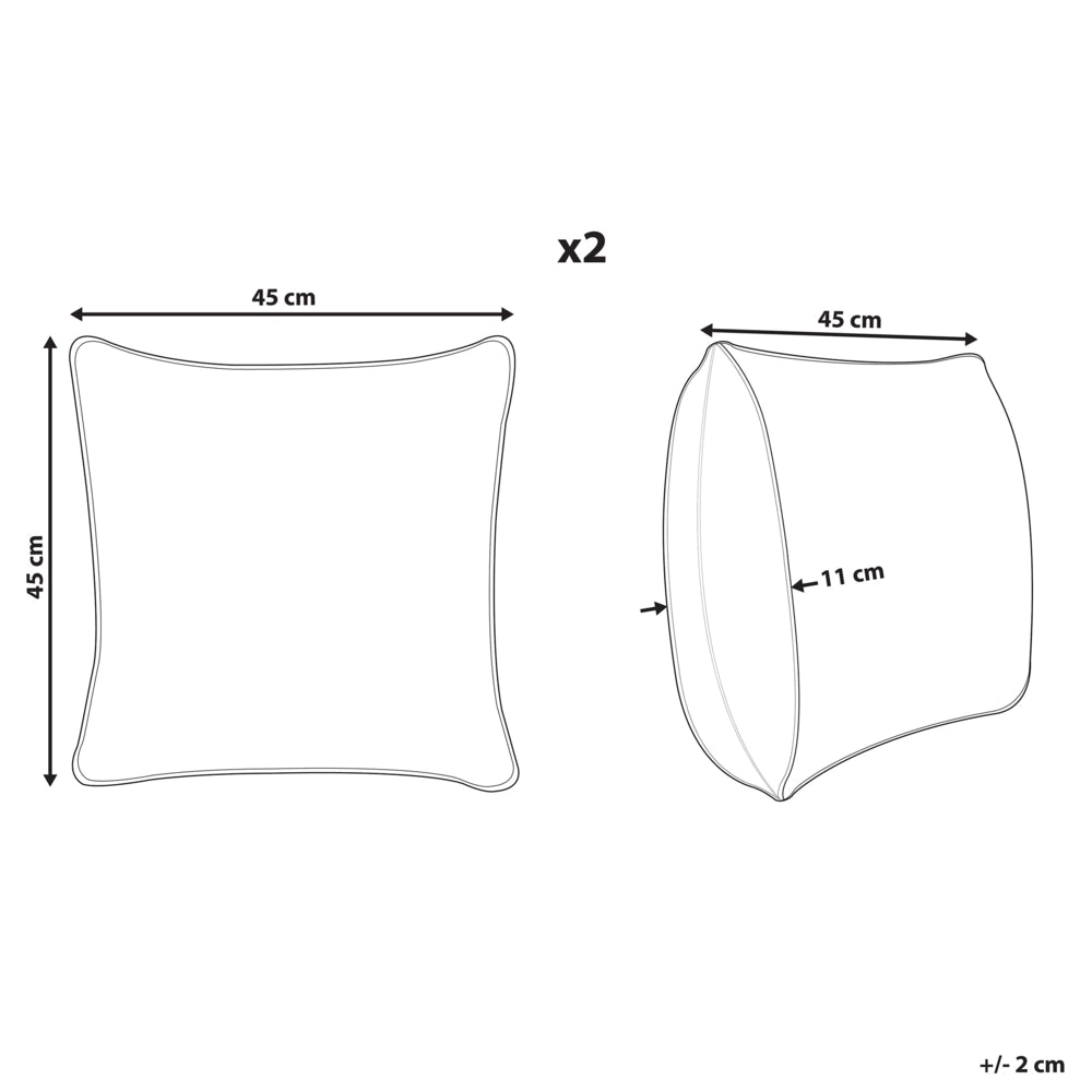 Set di 2 cuscini decorativi velluto verde 45 x 45 cm motivo a foglie Stampa floreale Cuscini sfoderabili Chiusura lampo boho moderno