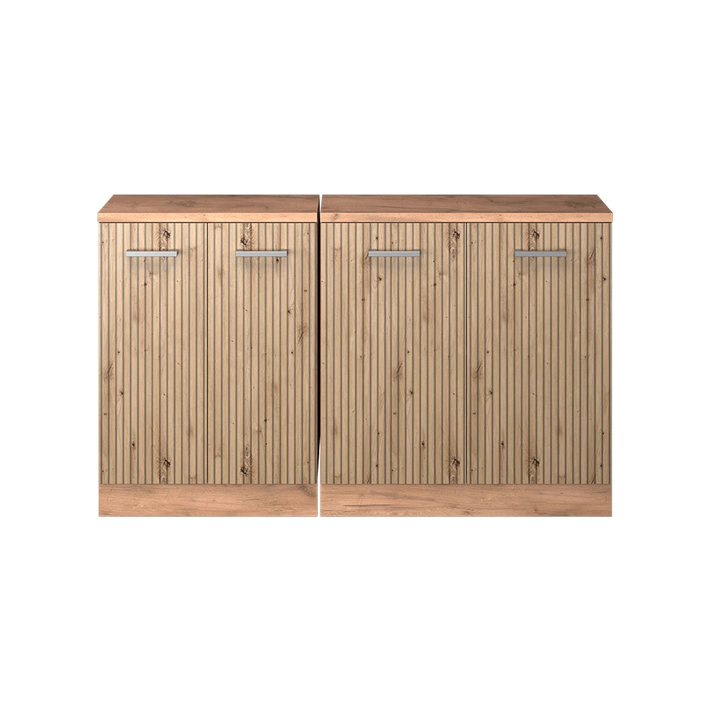 Set di mobili sottotetto Rion Rovere artigianale/Rovere dorato 140 cm Set di 2 carcasse armadio profondità 60 cm Vicco