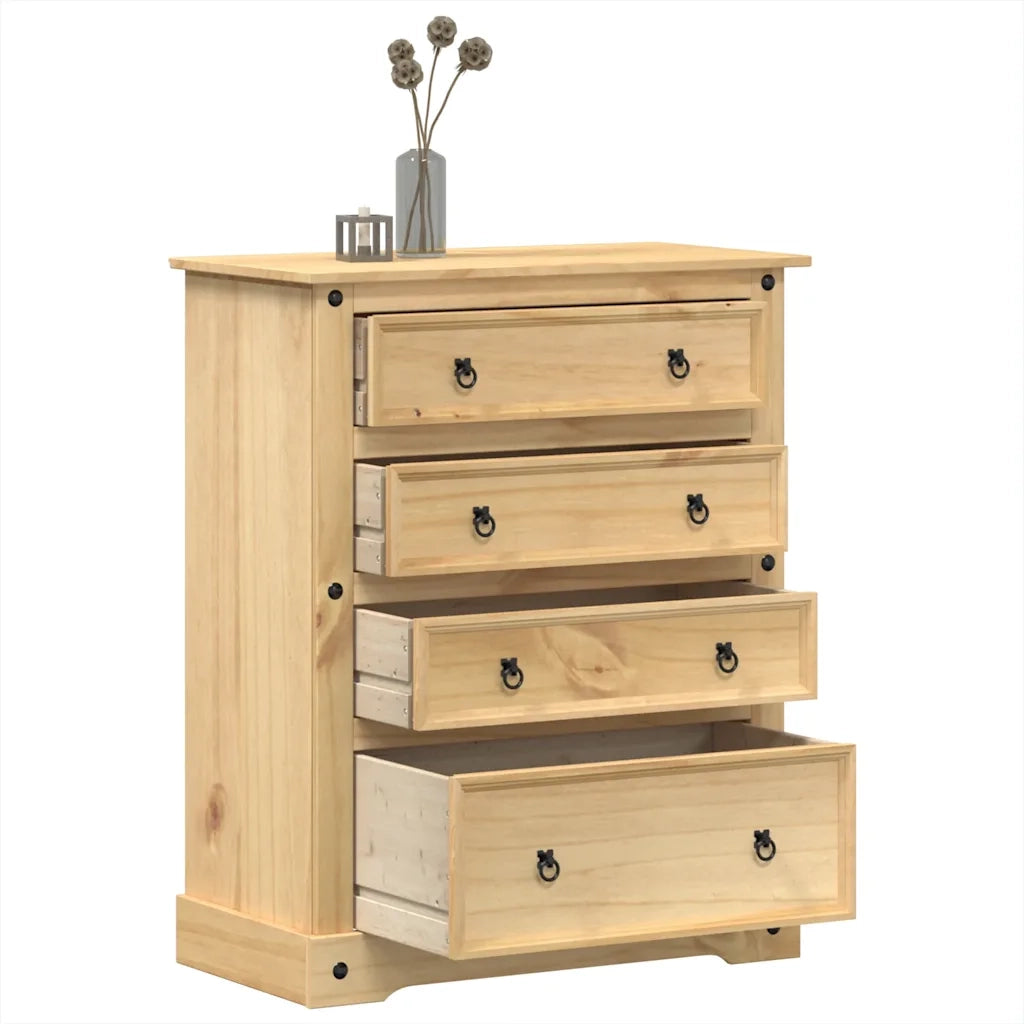 Cassettiera Corona 92x48x114 cm in Legno Massello di Pino 4005675