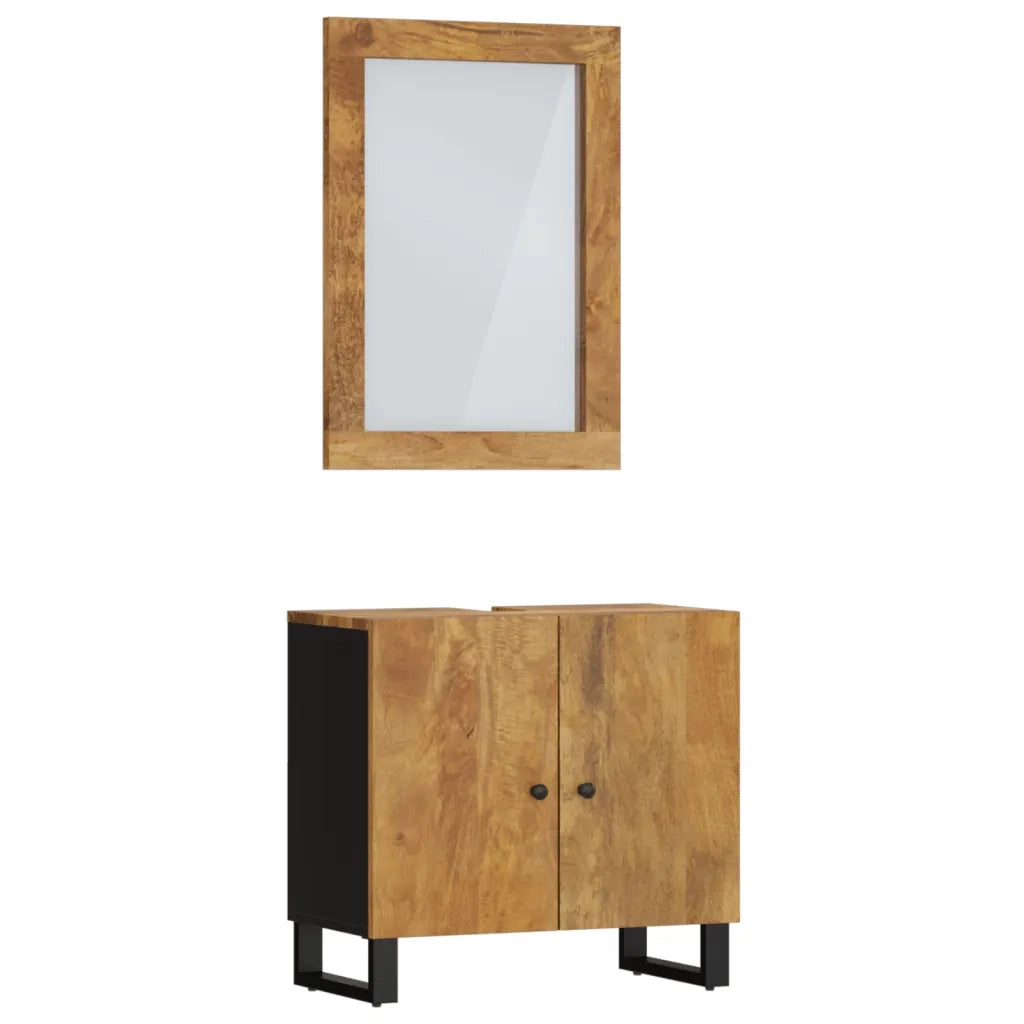 Set Mobili da Bagno | Armadio da bagno 2 pz in Legno Massello di Mango