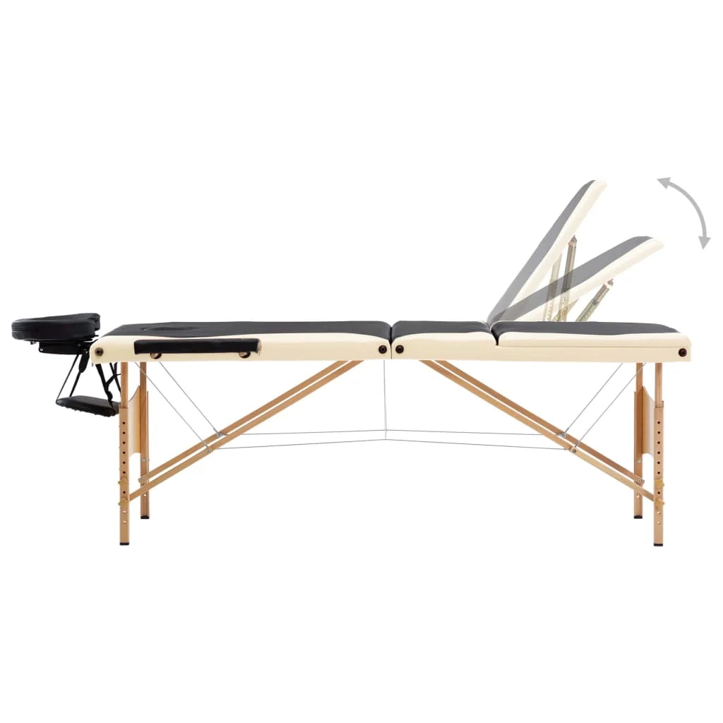 Lettino da massaggio pieghevole 3 sezioni legno nero e beige 02_0001832