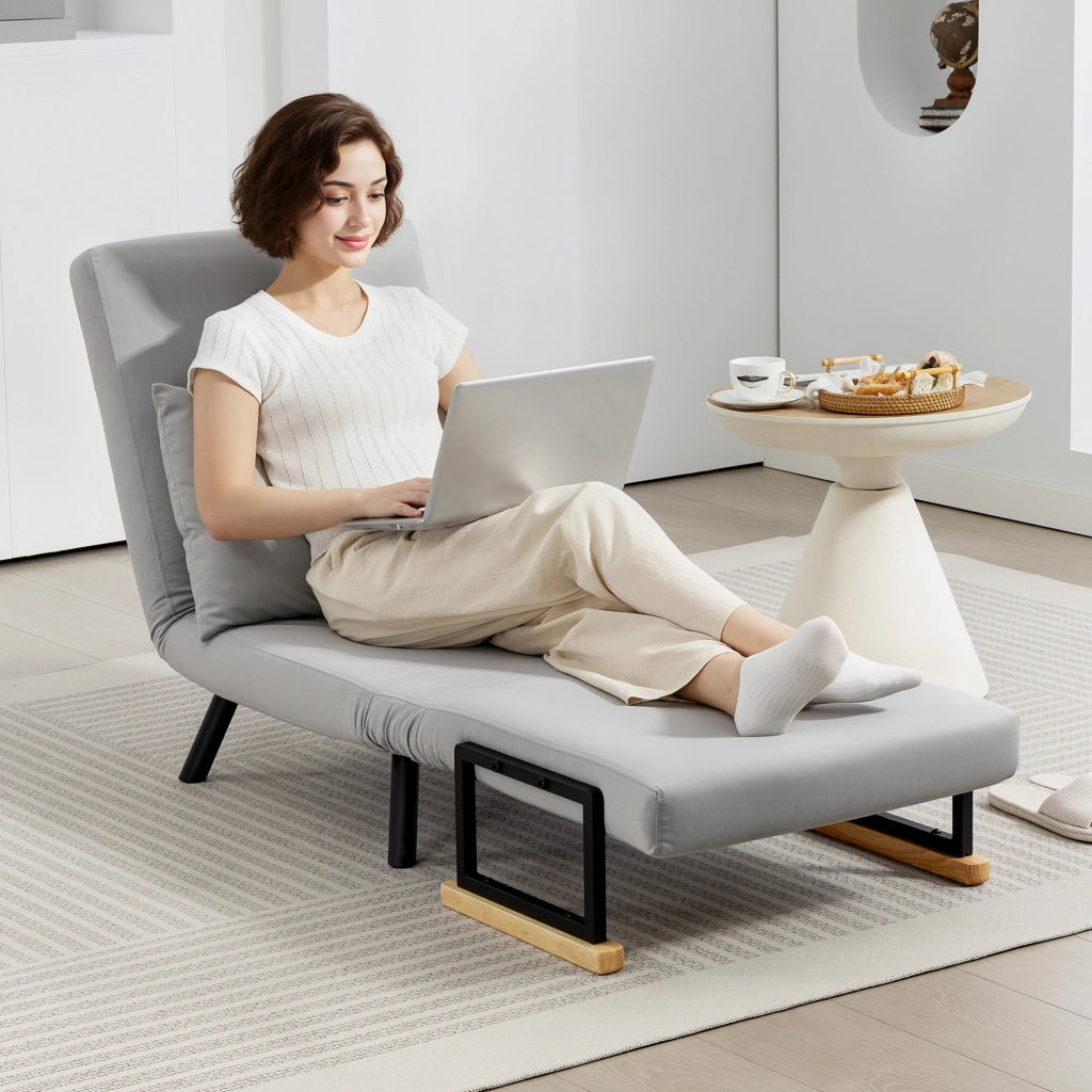 Divano Letto Singolo Pieghevole Convertibile 4 in 1 ¨C zephmum ¨C 63x73x81 cm Grigio