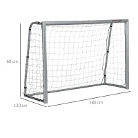 Porta da Calcio Grigia 180x120x60 cm con Viti e Picchetti inclusi, in PE e Metallo