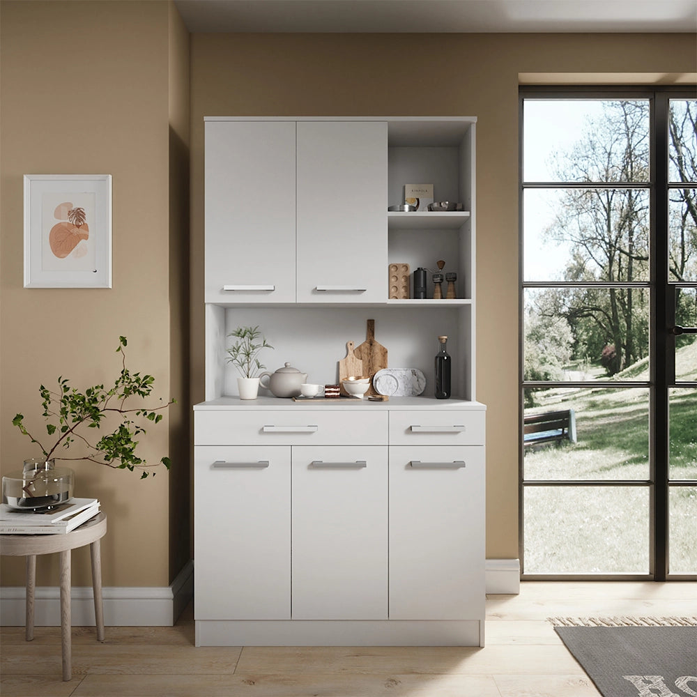 Vicco Buffet da cucina Bianco 100.1 x 188.5 cm con 5 porte e 2 cassetti
