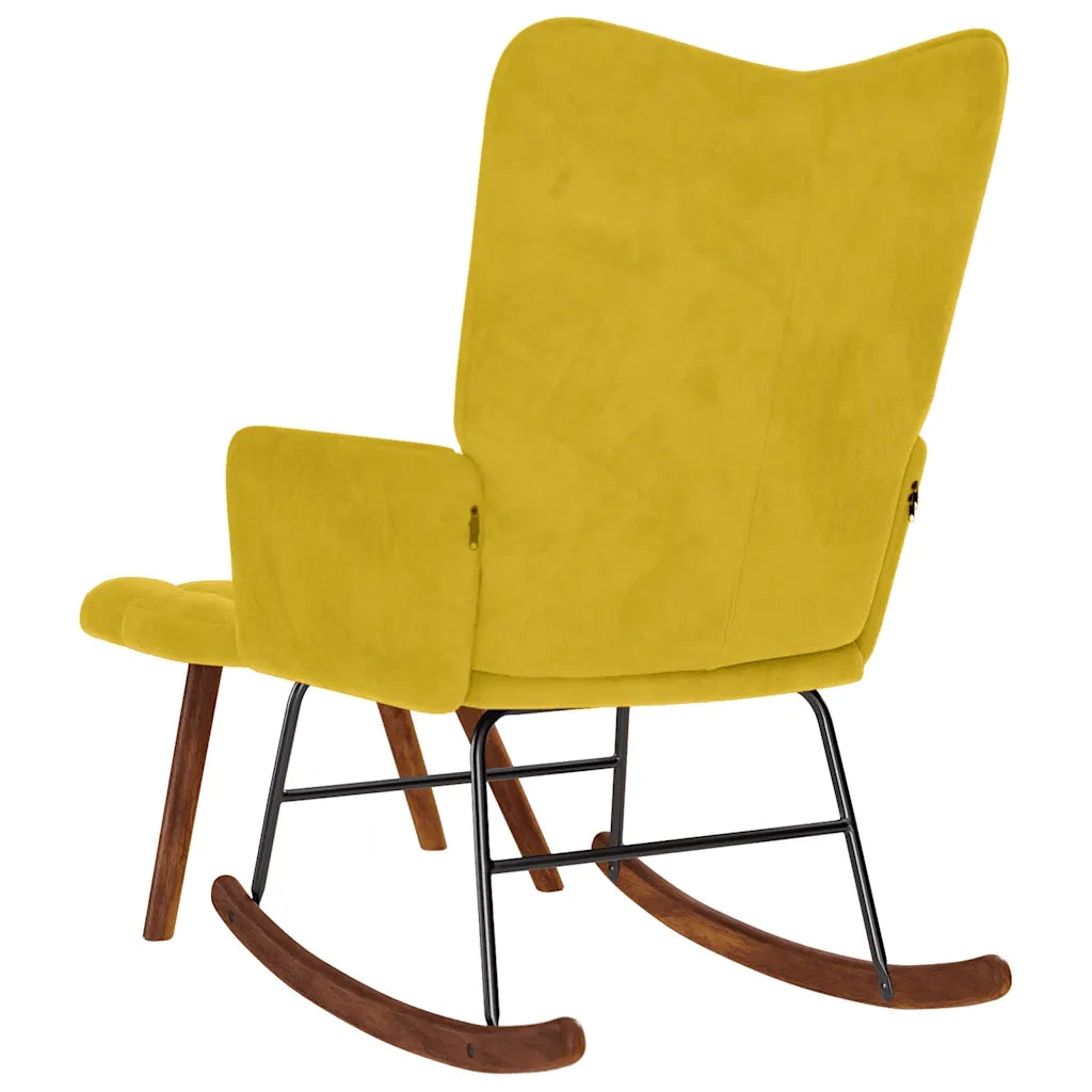 Sedia a dondolo con sgabello in velluto giallo CFW5572411