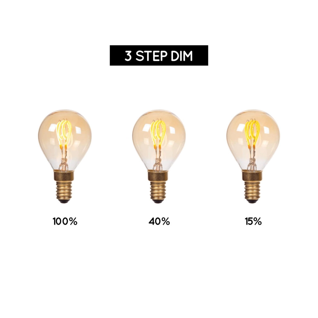 Lampadina LED filamento E14 sfera ambra 3W 2200K Lucide