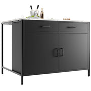 Tavolo Alto con 2 Cassetti e Ripiano Regolabile; in MDF; Nero; per Cucina e Sala da Pranzo; 100 x 90 x 90 cm