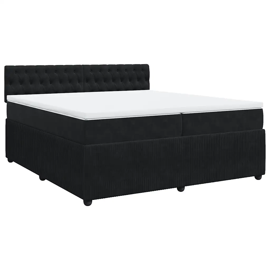 Giroletto a Molle con Materasso Nero 200x200 cm in Velluto 3290138