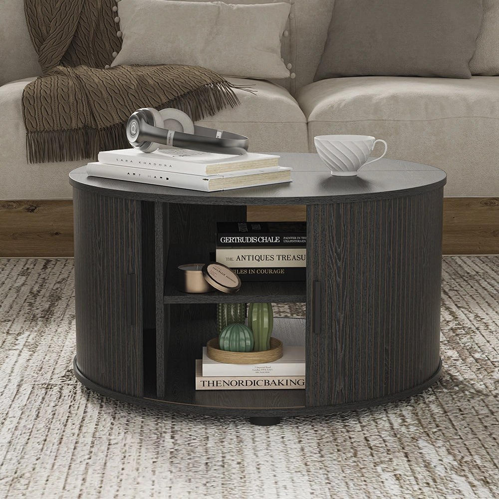 Vicco tavolino soggiorno Nero 80 x 80 cm con porta scorrevole