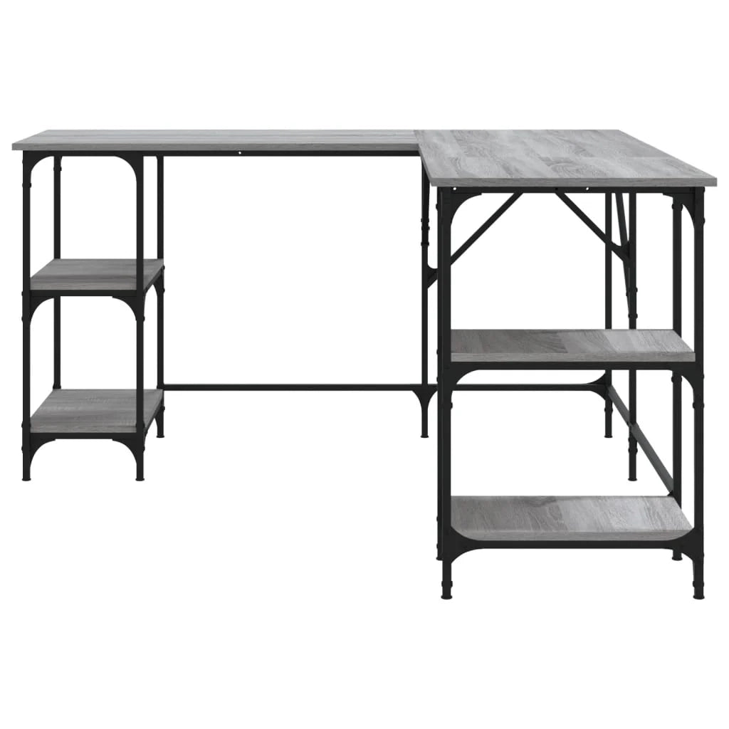 Scrivania Sonoma postazione computer mobile per computer scrivania da studio 139 x 139 x 75 cm legno ingegnerizzato grigio 02_0023948