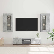 Set mobile TV FLORIN 3 pz-Credenza per TV Grigio cemento Legno multistrato
